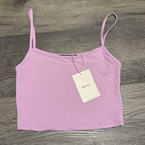 Bershka - Spaghetti Bandeau Top - Pastel Pink - M